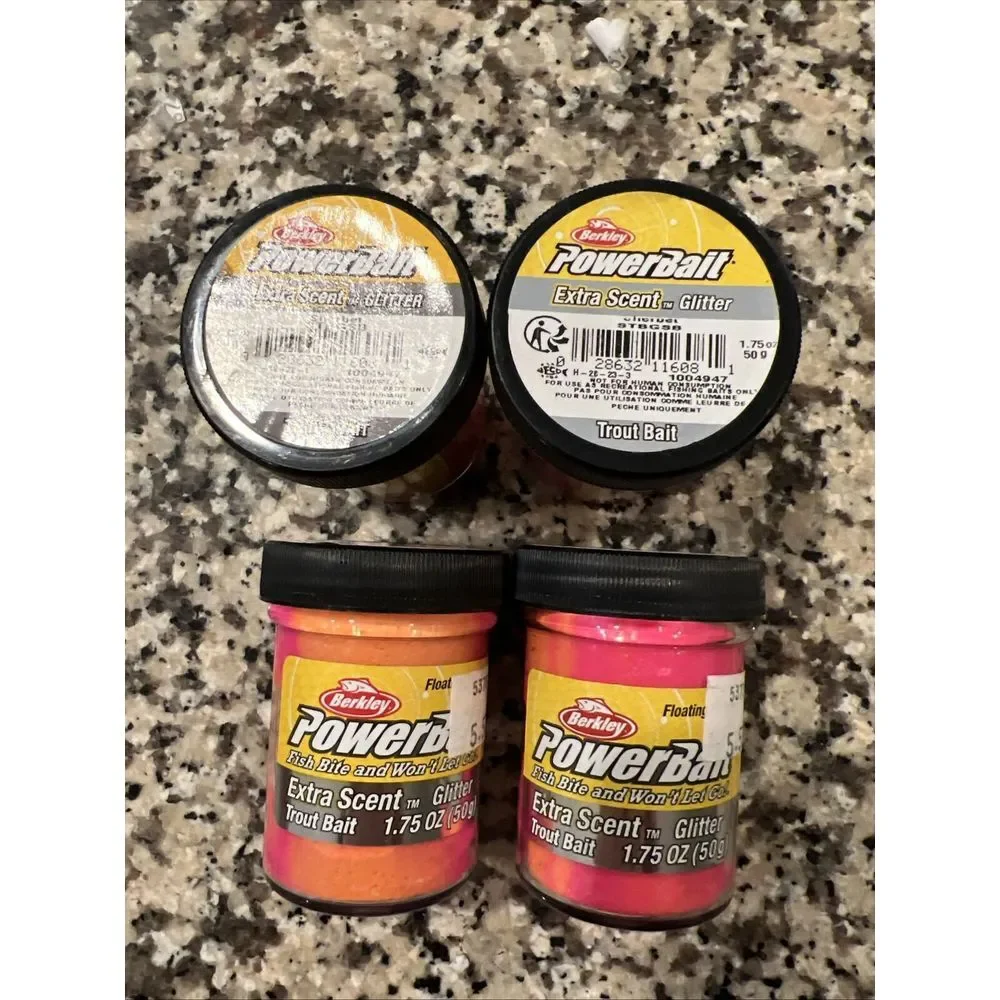 Berkley PowerBait‎ Extra Scent Glitter Trout Bait 1.75 oz Jar Sherbet 1004947